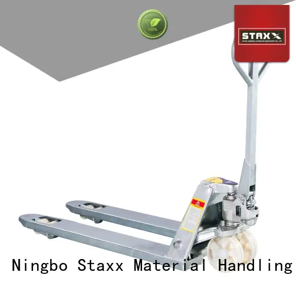 Staxx quick pallet jack with hand brake company for warehouse